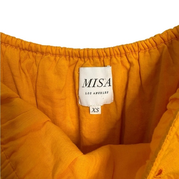 MISA Los Angeles Bethina Eyelet Off Shoulder Ruffled Dress Marigold Yellow XS - Picture 3 of 13